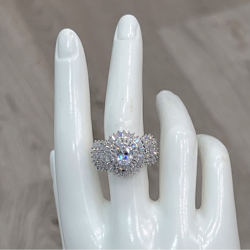 Diamond (Sim) Silver Statement Ring - image 2